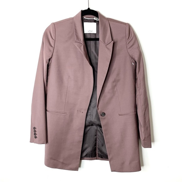 Aritzia Wilfred Belcastel Blazer Jacket Oversized Shoulder Pads Tailored Brown - Picture 2 of 15